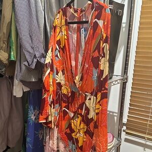 Cupshe Asymmetrical Dress - Red and Yellow Floral